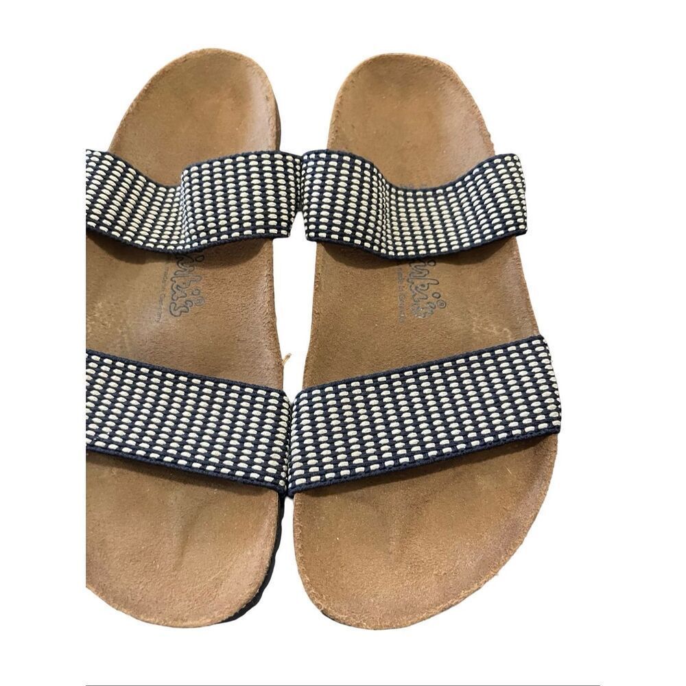 Birkenstock Black White Elastic Stretch Band Curacao Birkis Slide Sandals Size 9
